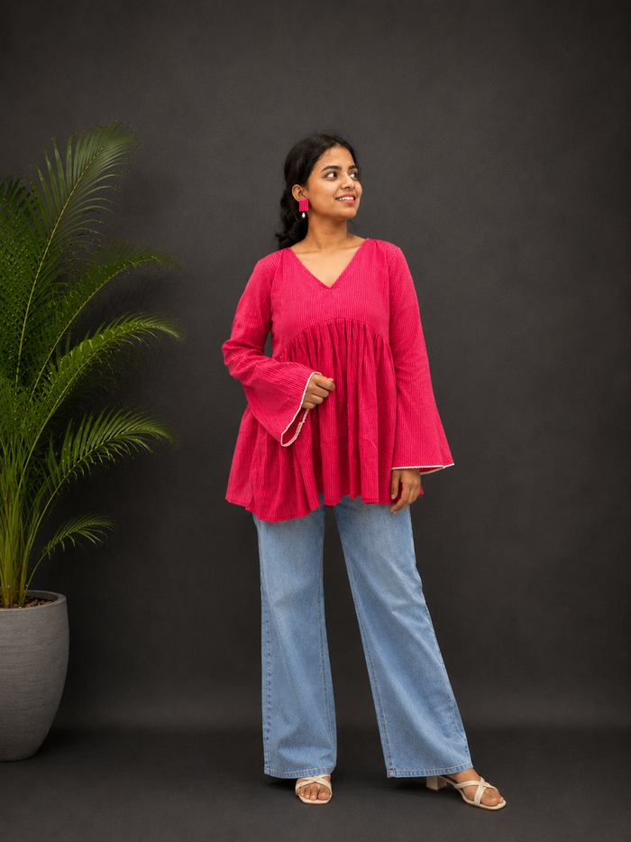 Bright Pink Peplum Top