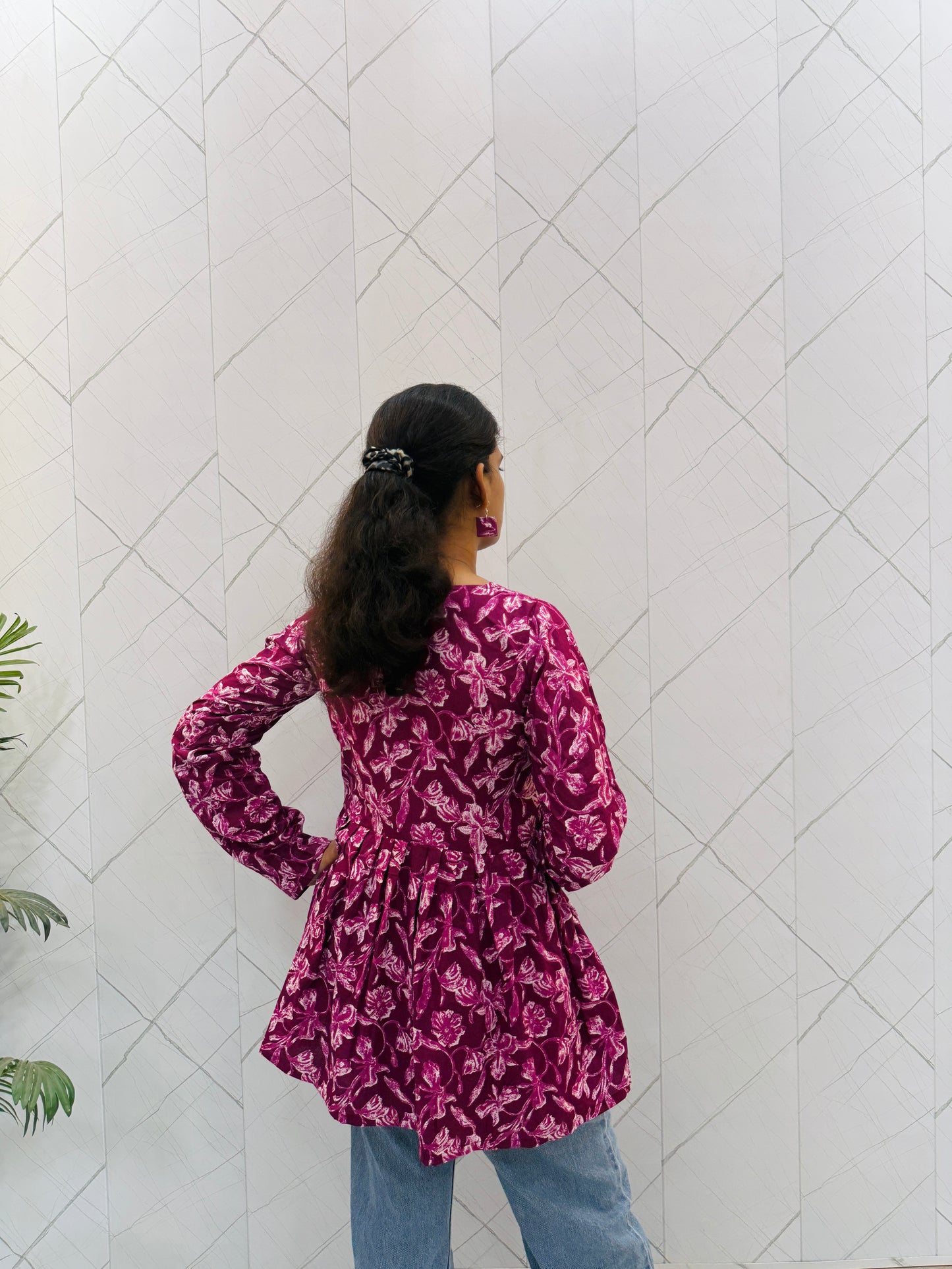 Dark Purple Peplum Top