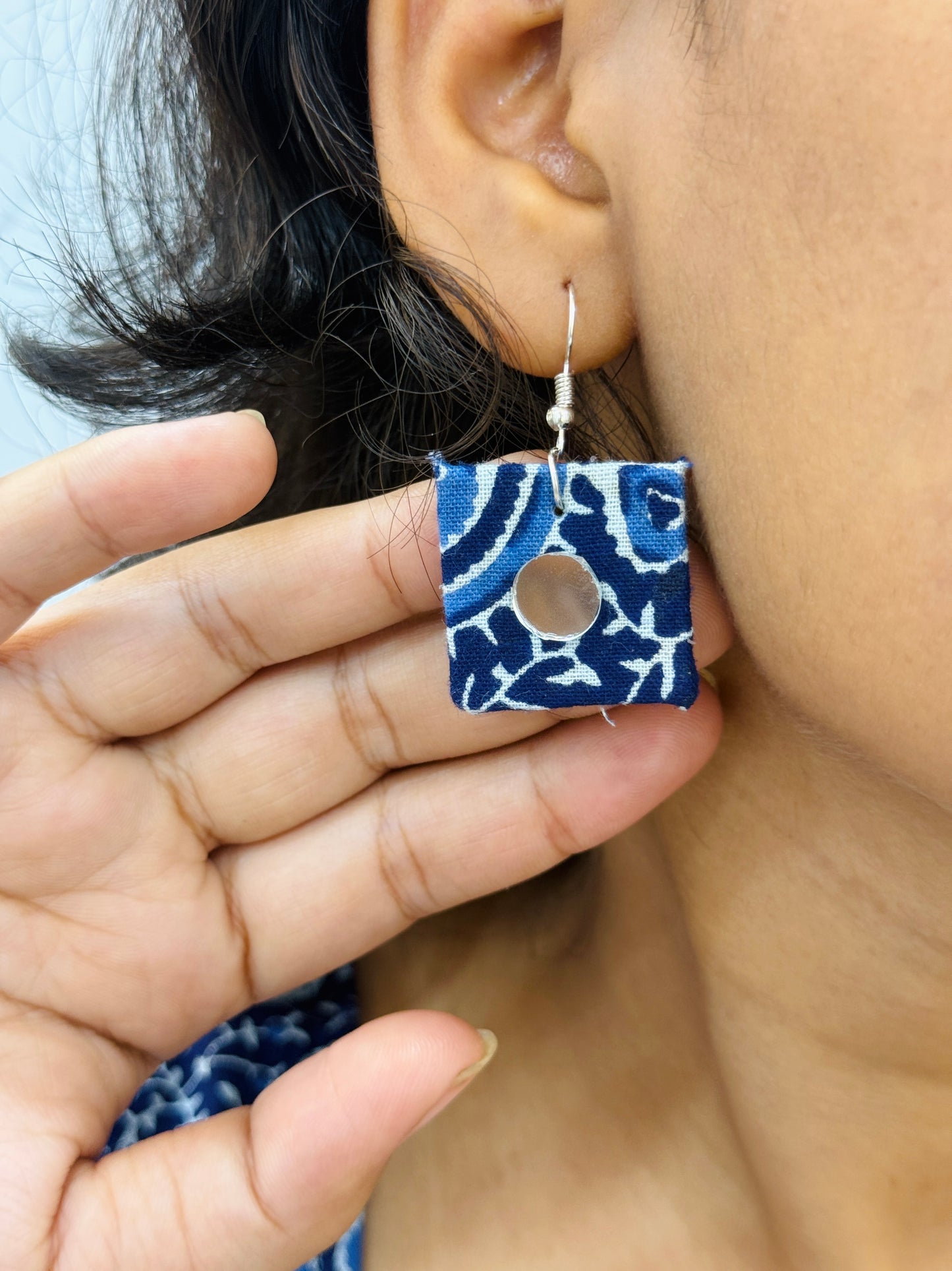 Block Print Blue Long Side Cut Kurti