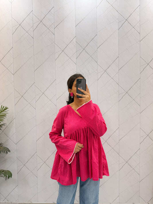 Bright Pink Peplum Top