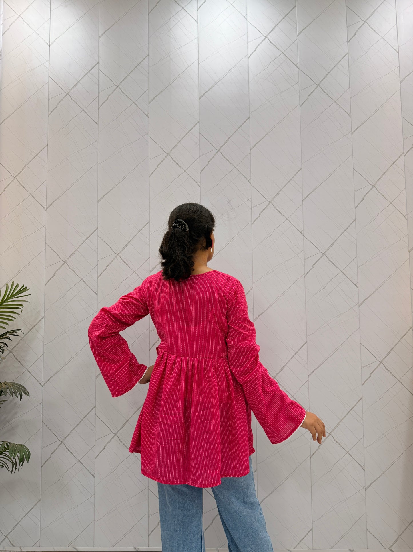Bright Pink Peplum Top