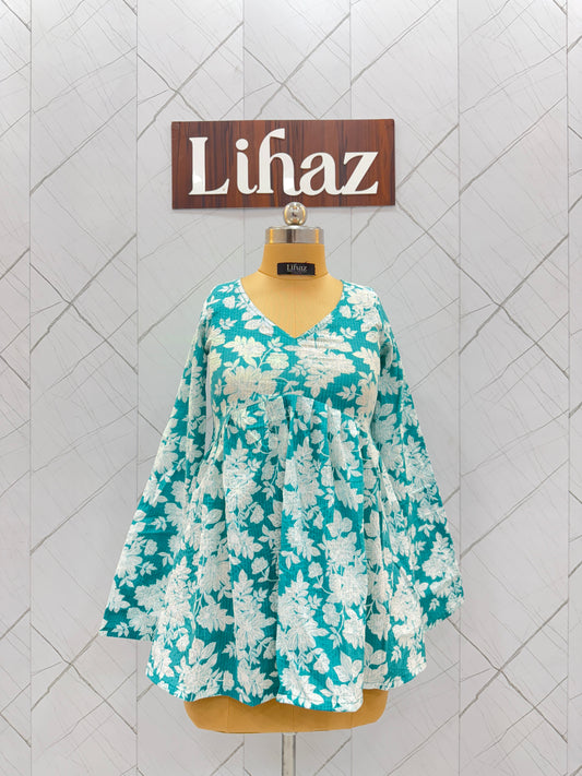 Turquoise Blue Peplum Top