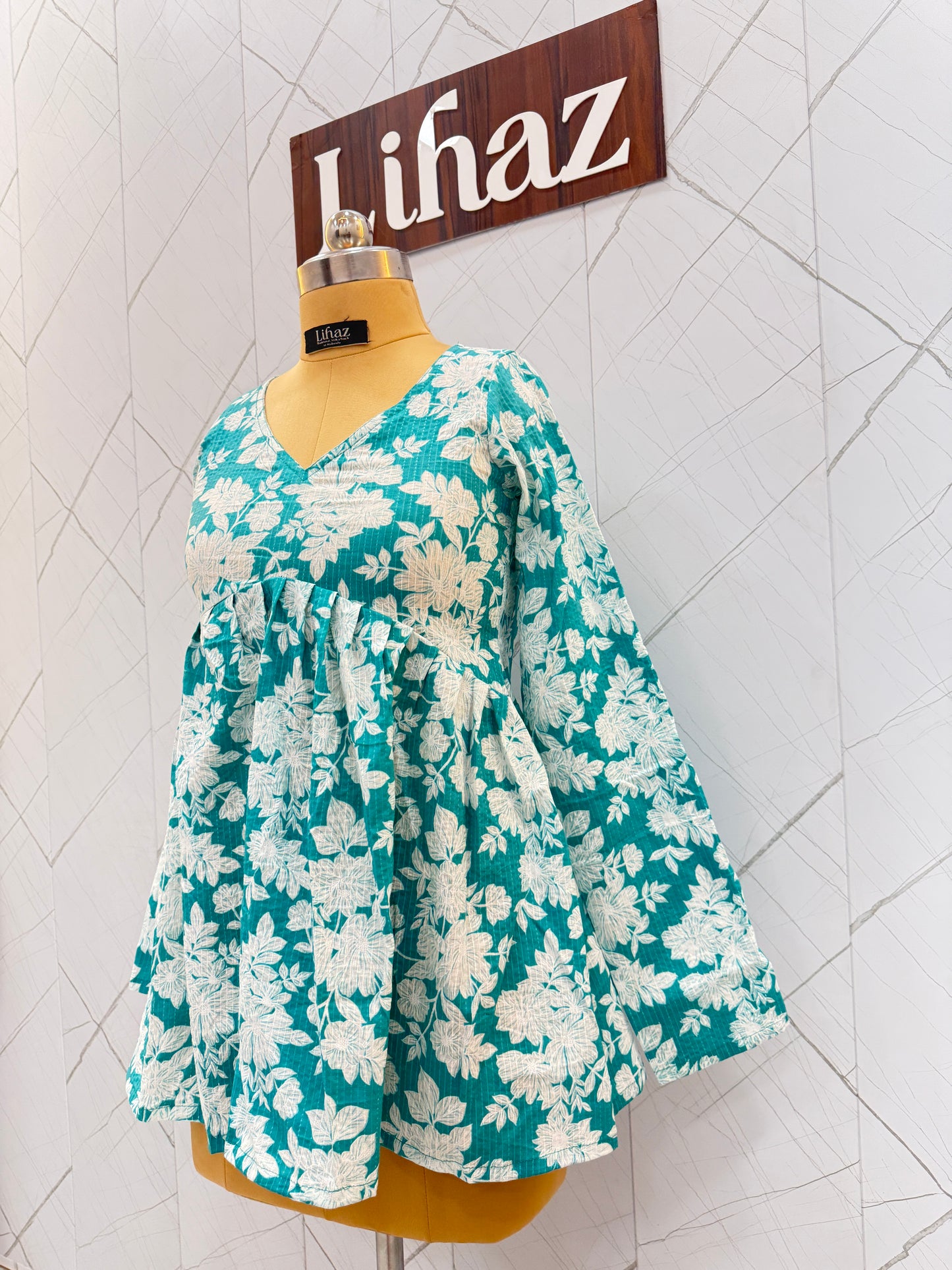 Turquoise Blue Peplum Top