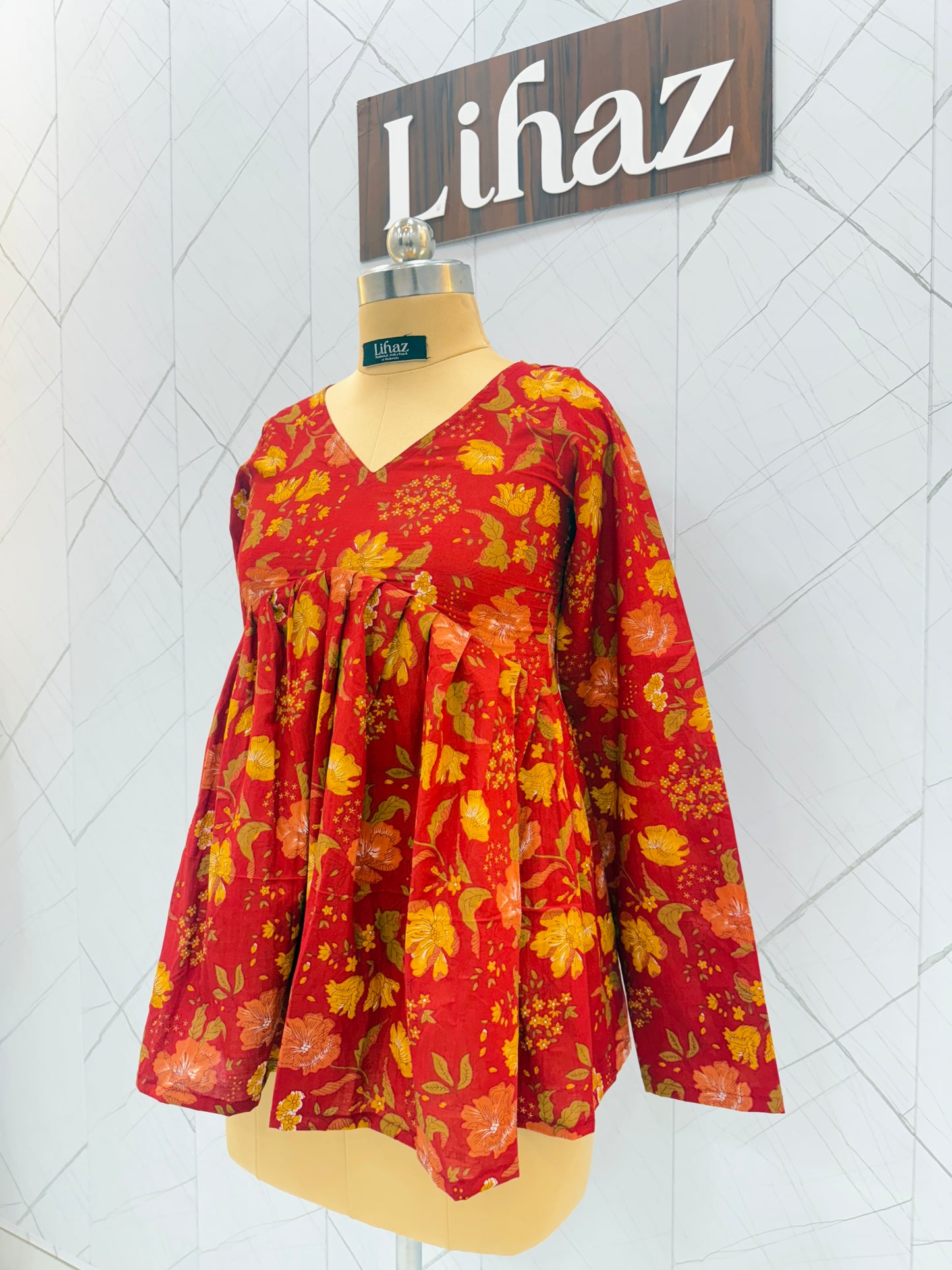 Floral Red Peplum Top