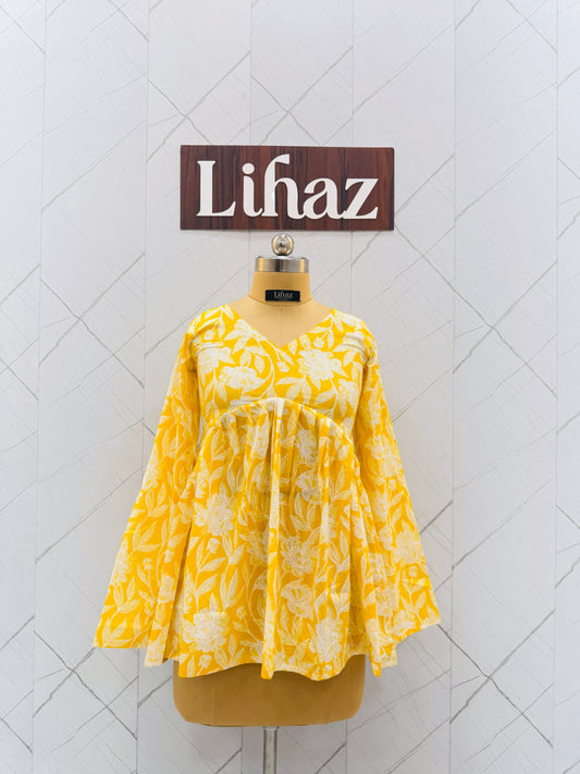 Lemon Yellow Peplum Top