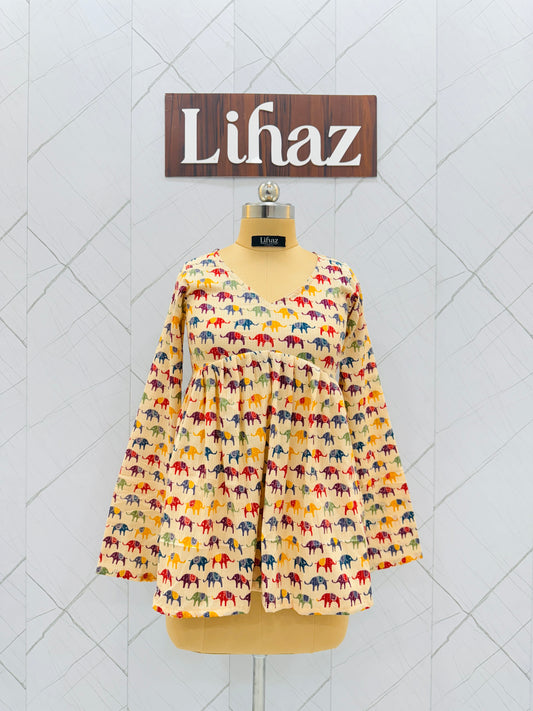 Kantha Cream Peplum Top