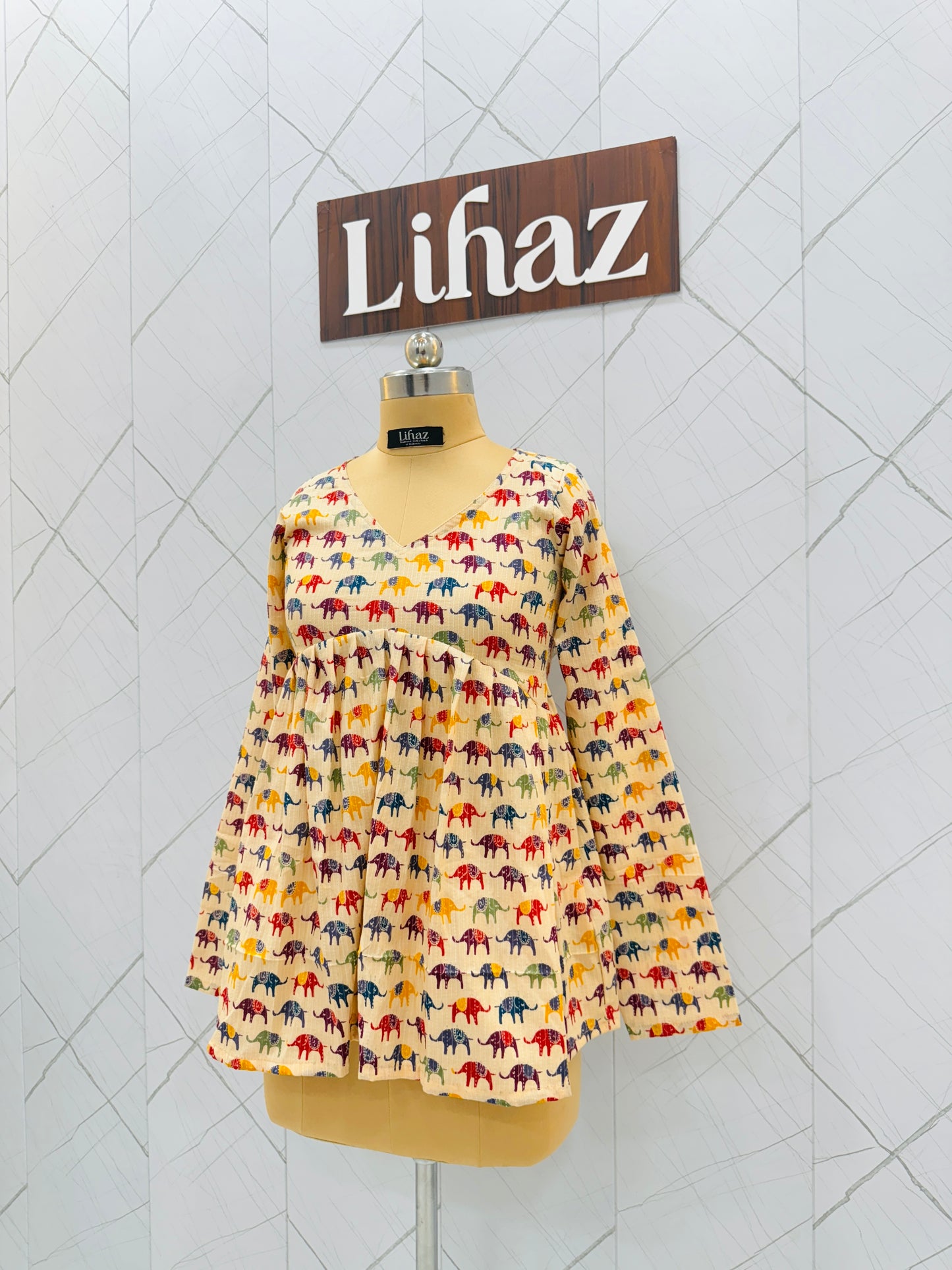 Kantha Cream Peplum Top