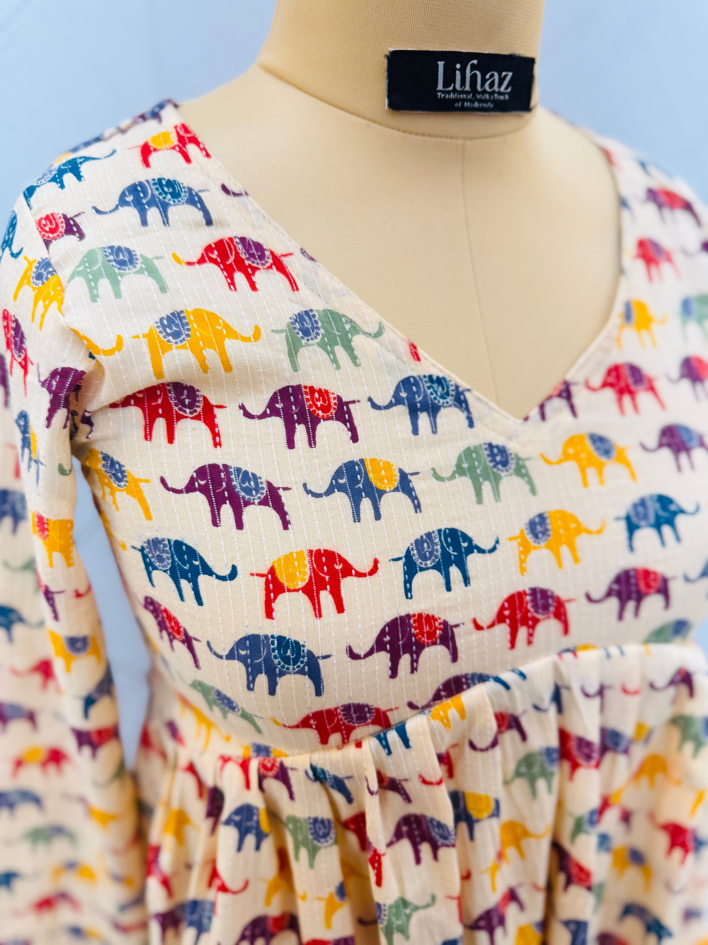 Kantha Cream Peplum Top