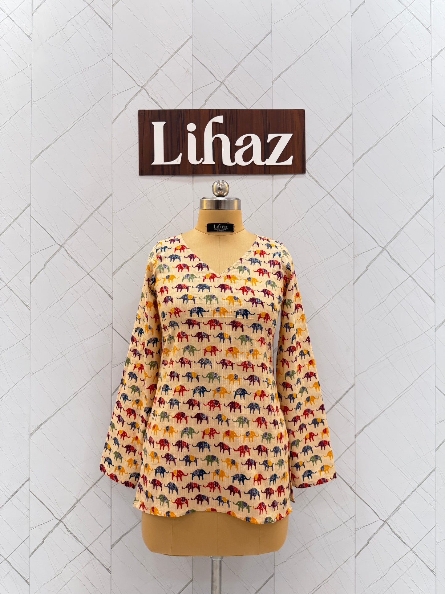 Kantha Cream Straight Full Sleeve Kurti