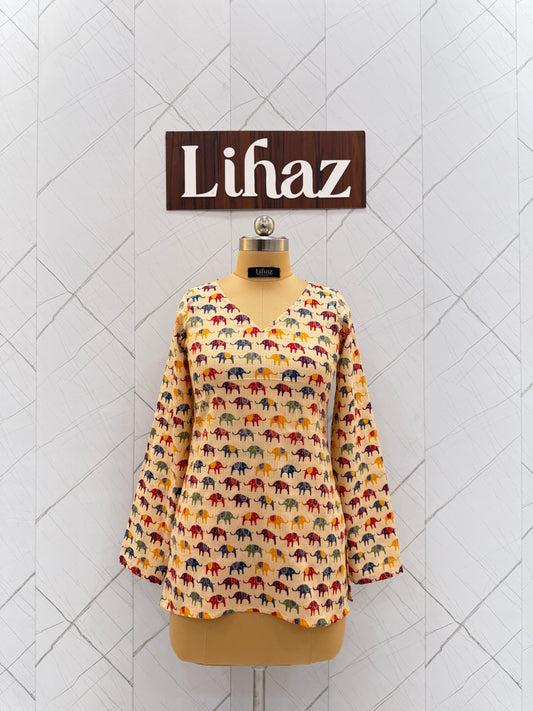 Kantha Cream Straight Full Sleeve Kurti