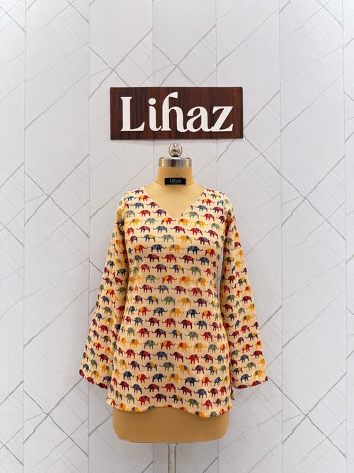 Kantha Cream Straight Full Sleeve Kurti