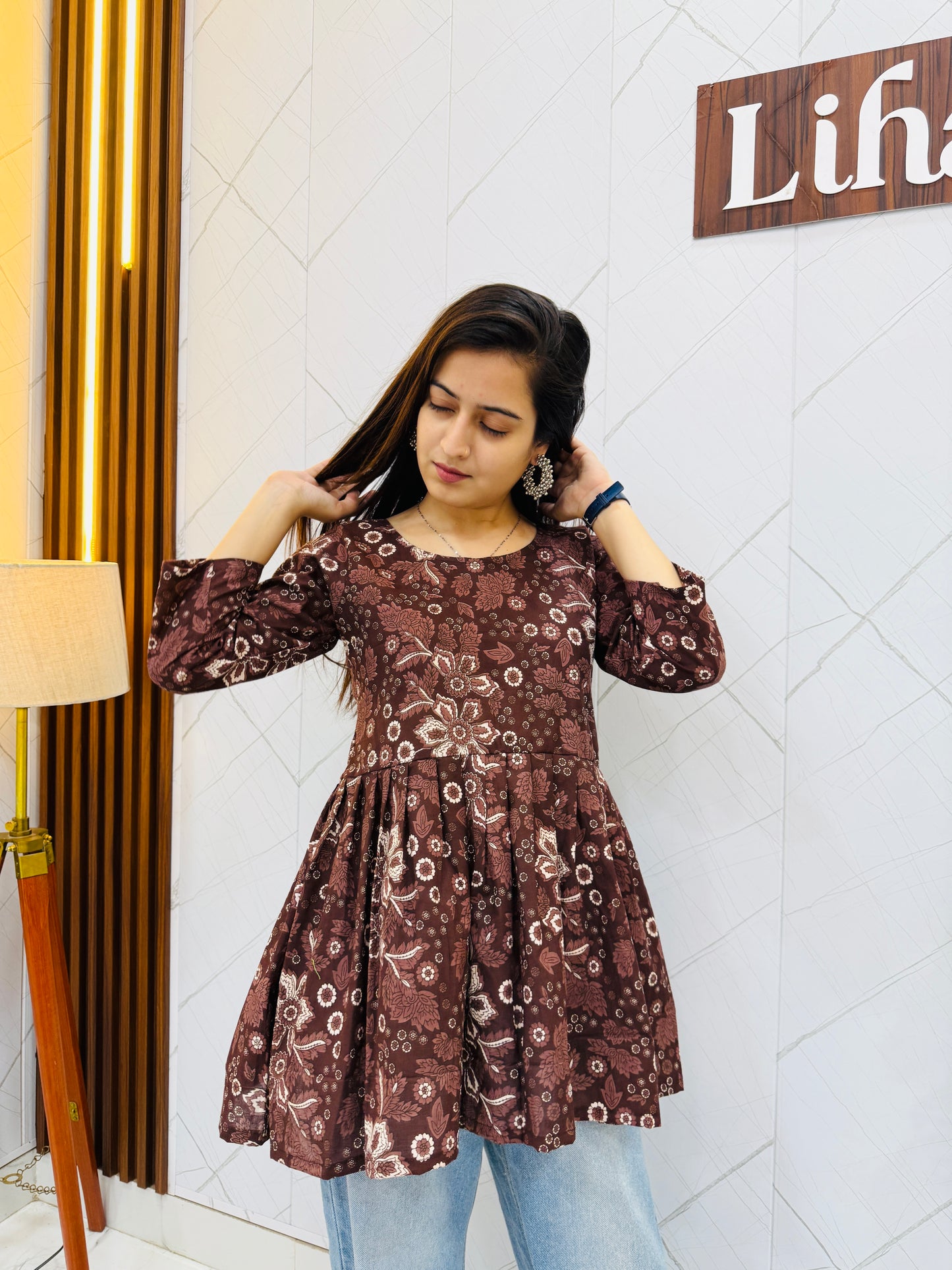 Brown Peplum Top