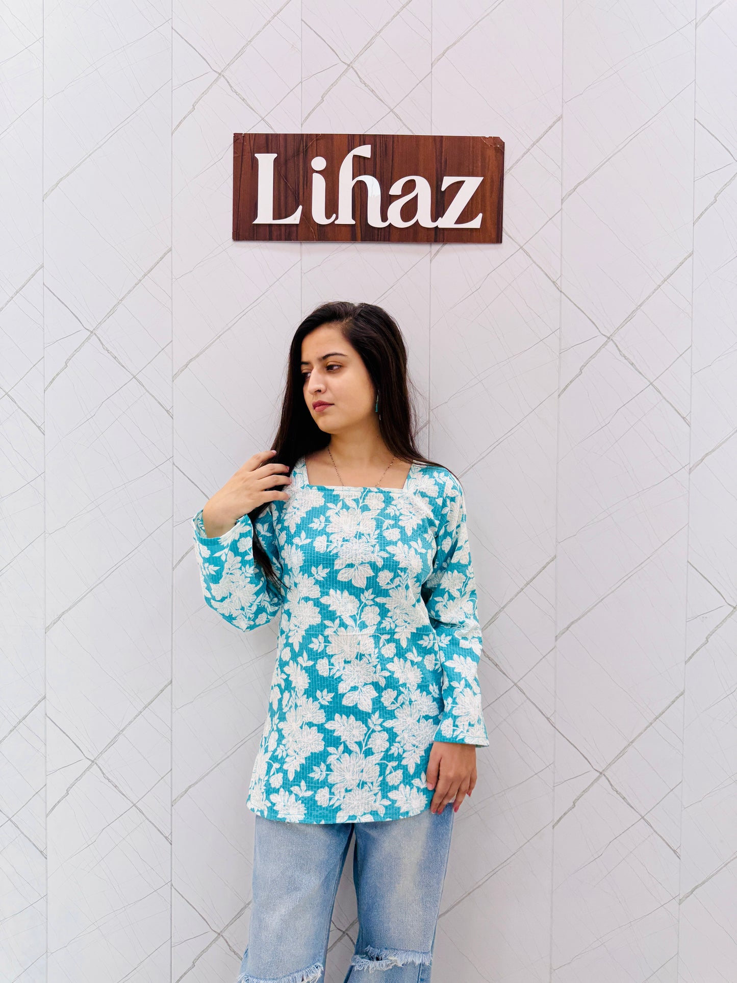 Turquoise Blue With Back Dori Kurti