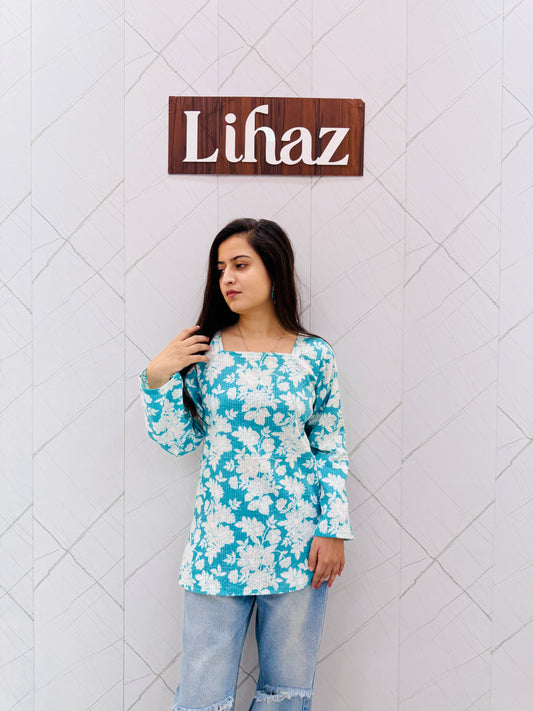Turquoise Blue With Back Dori Kurti