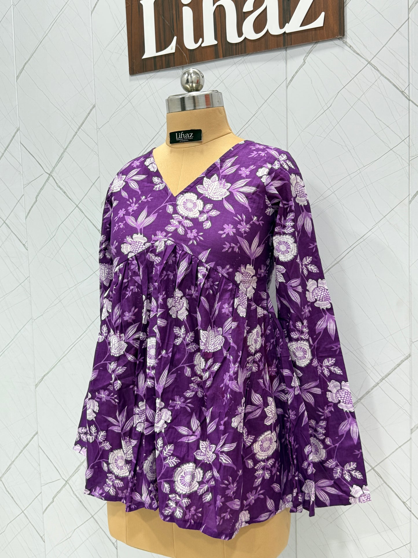 Purple Floral Peplum Top