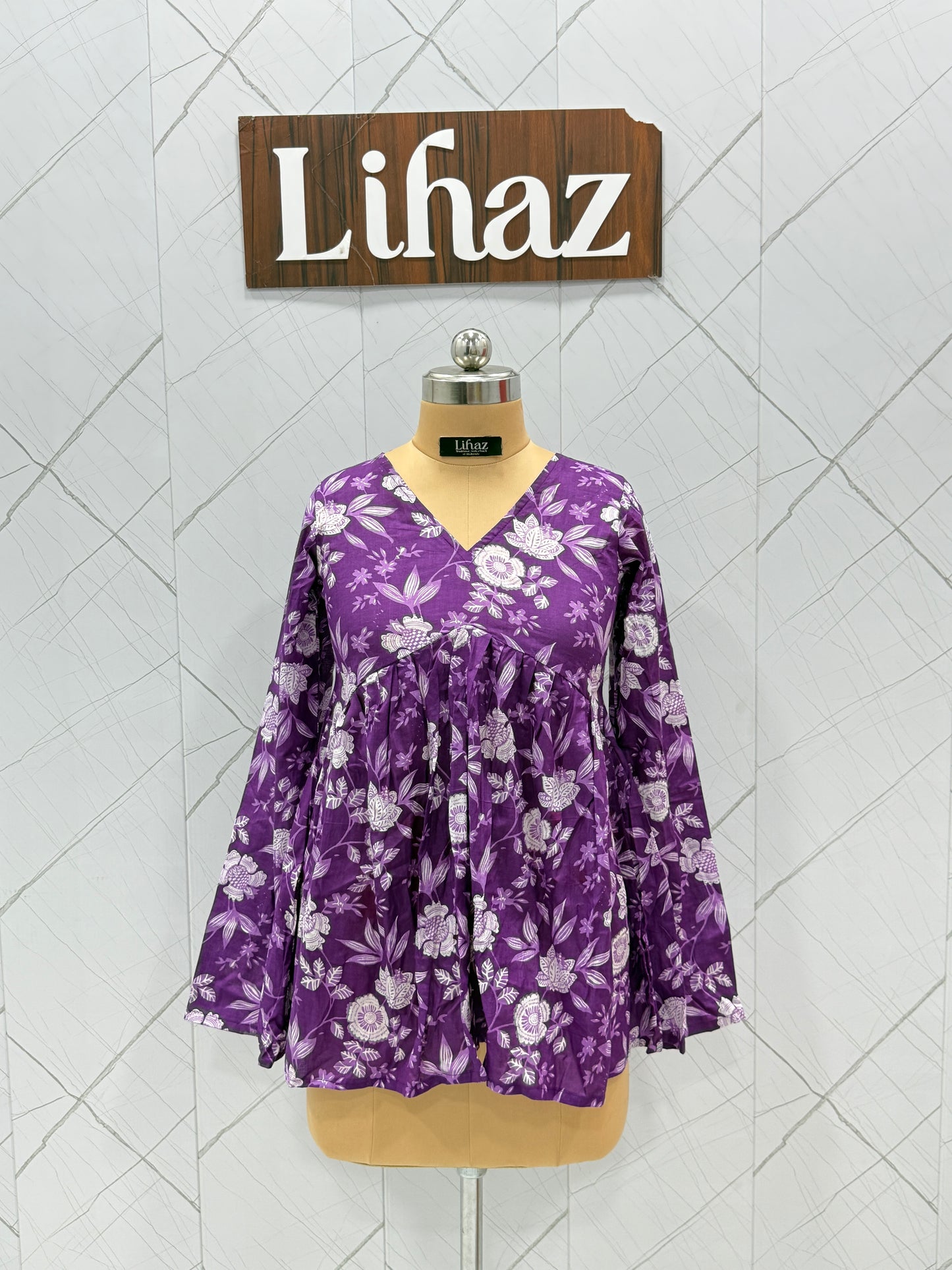 Purple Floral Peplum Top