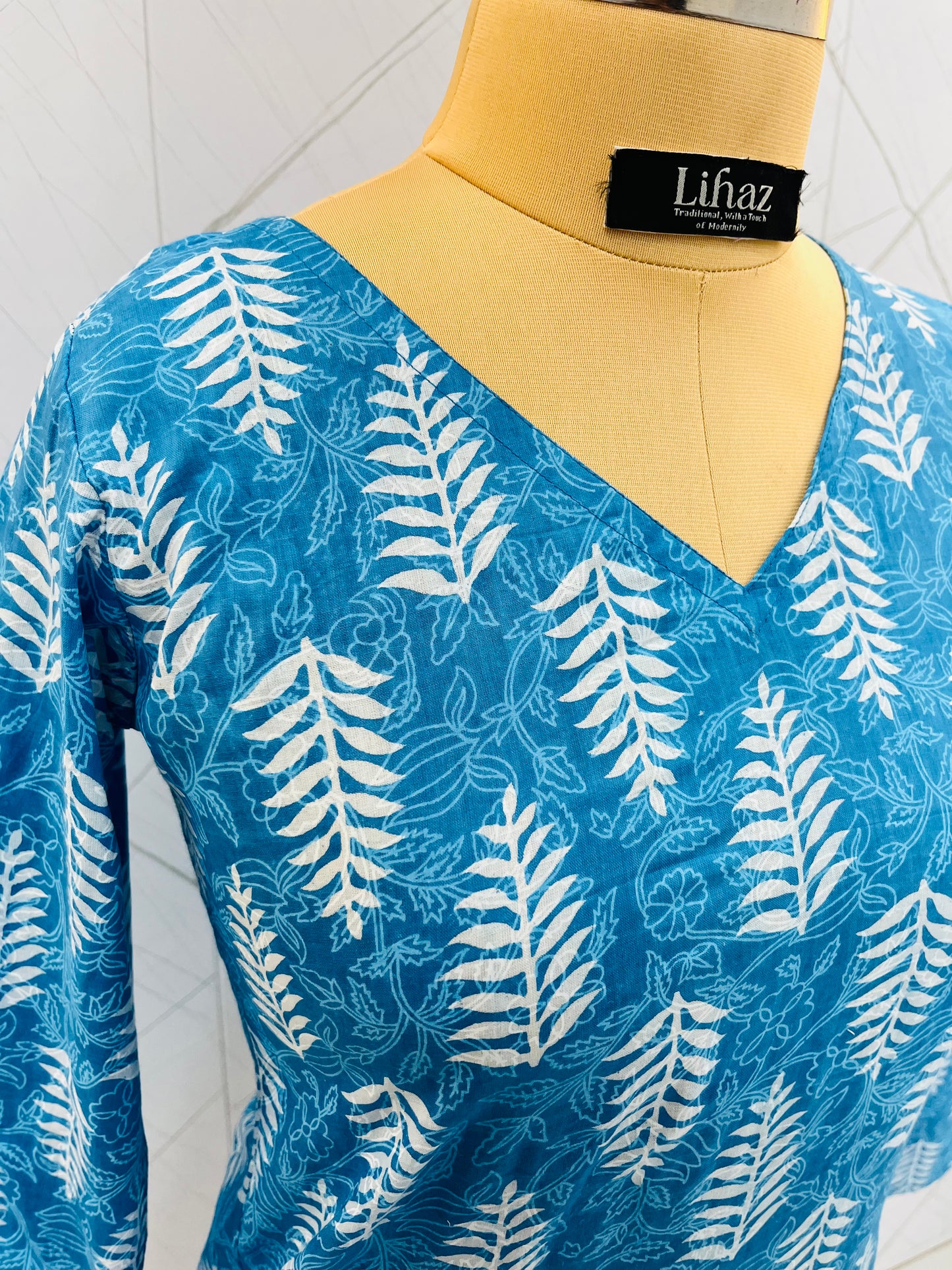 Light Blue Balloon Straight Kurti
