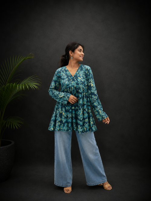 Teal Green Peplum Top