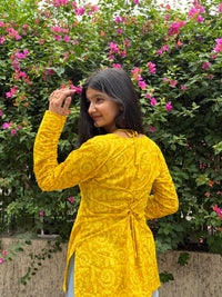 Yellow crochet kurti