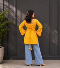 Bright Yellow Corset Short Kurti