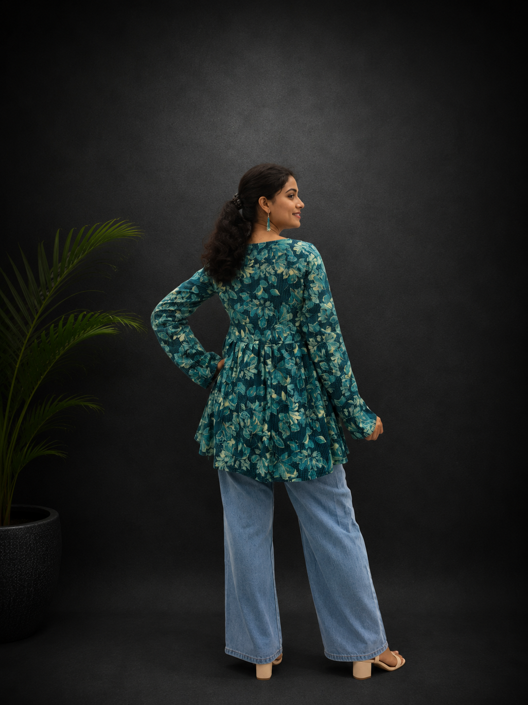 Teal Green Peplum Top