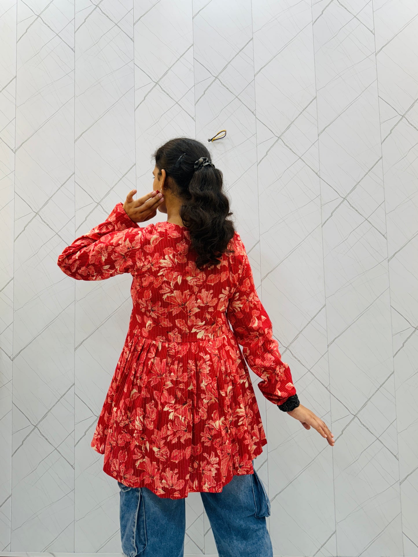 Tomato Red  Peplum Top