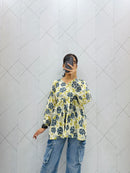 Cream Floral Peplum Top