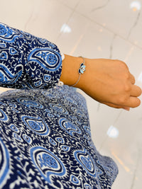 Block Print Blue Long Side Cut Kurti