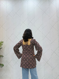 Black Azrak Balloon Sleeve Straight Kurti