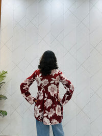 Maroon Printed Shrug Kurti