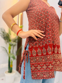 Brown Sleeveless Short Kurti