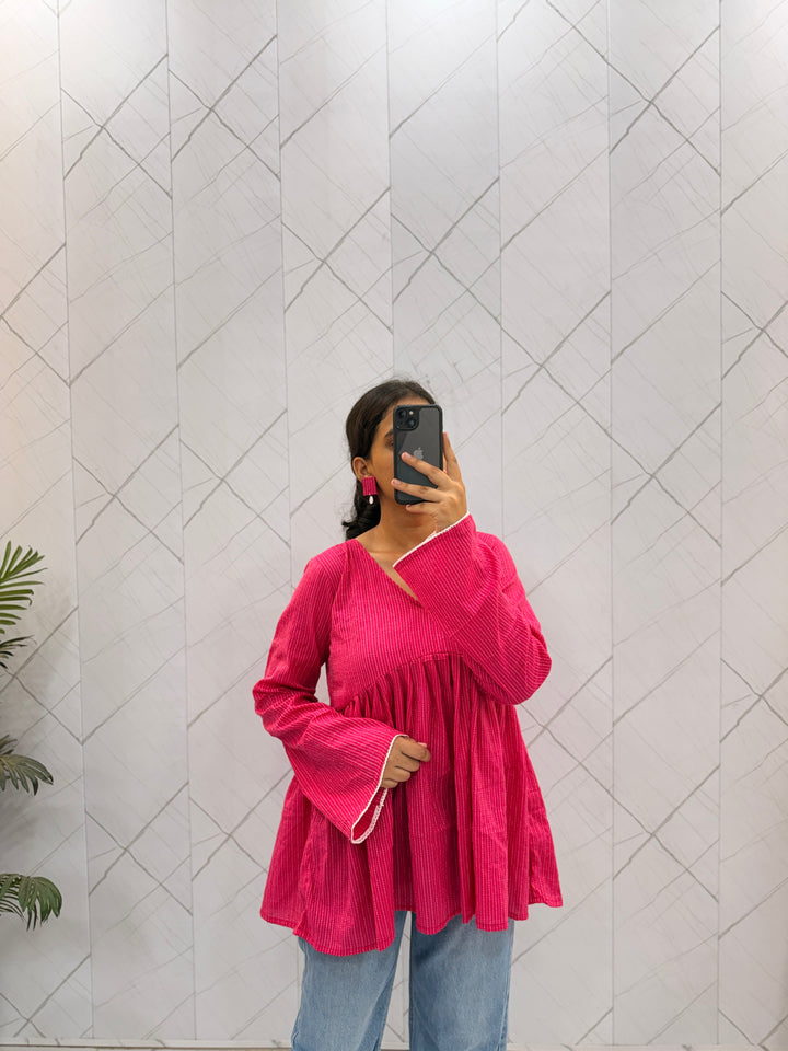 Bright Pink Peplum Top