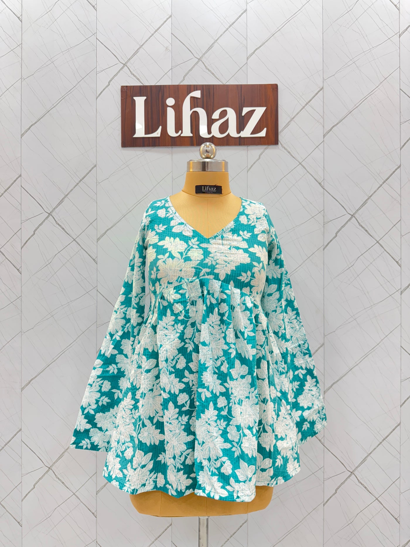 Turquoise Blue Peplum Top