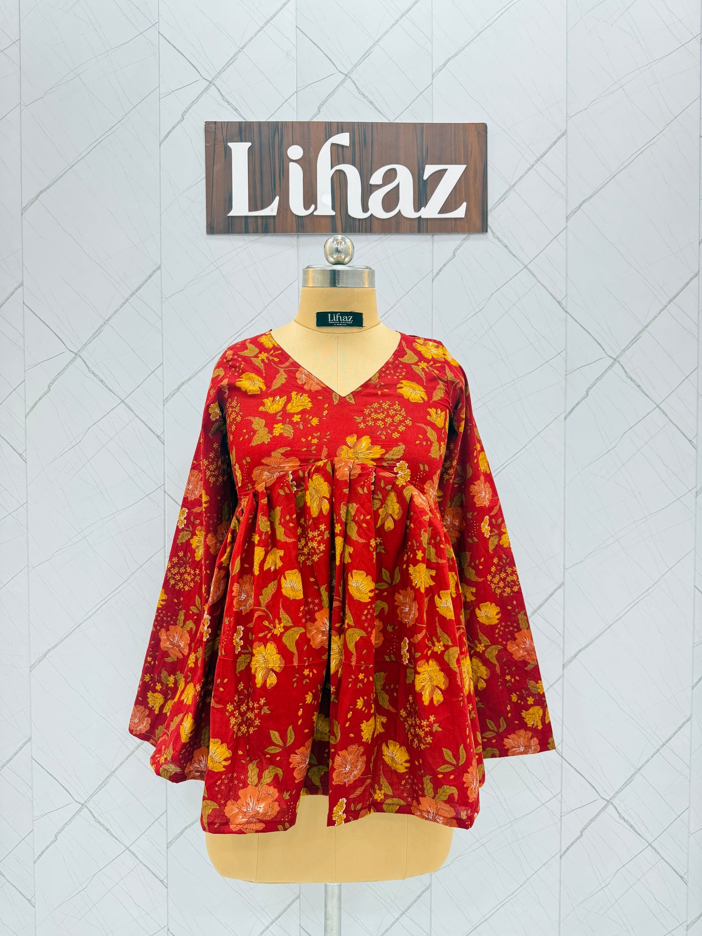Floral Red Peplum Top