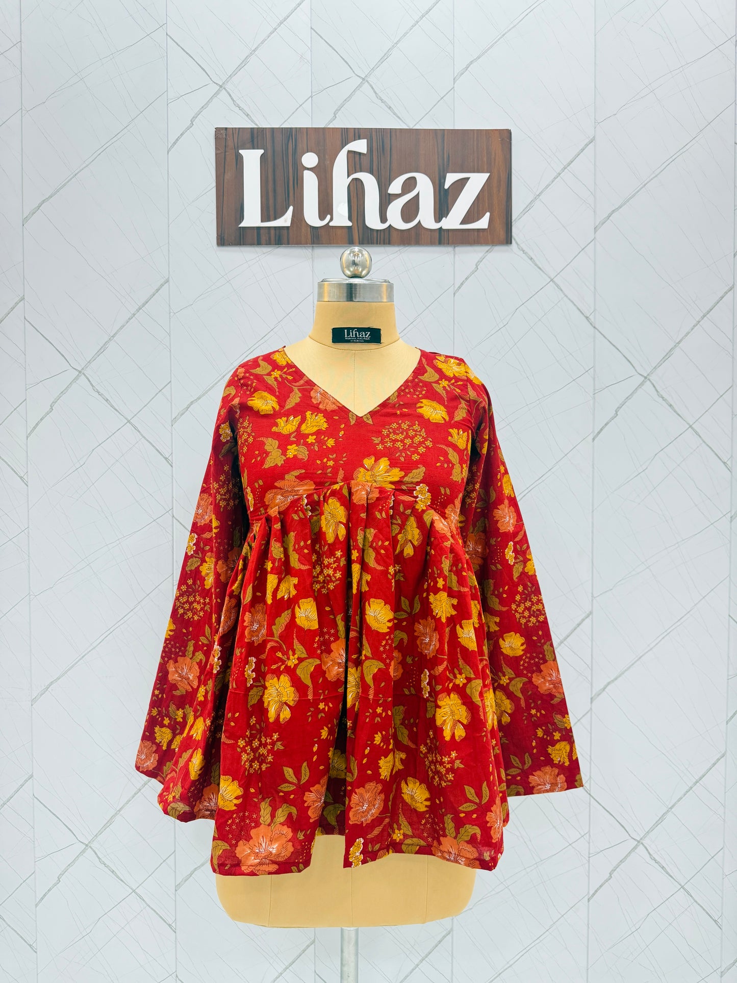 Floral Red Peplum Top