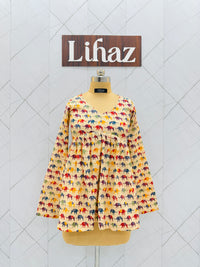 Kantha Cream Peplum Top
