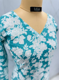 Turquoise Blue Balloon Straight Kurti