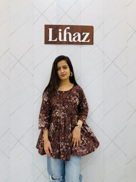 Brown Peplum Top
