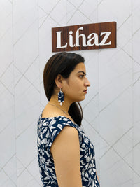 Navy Blue Sleeveless  Kurti