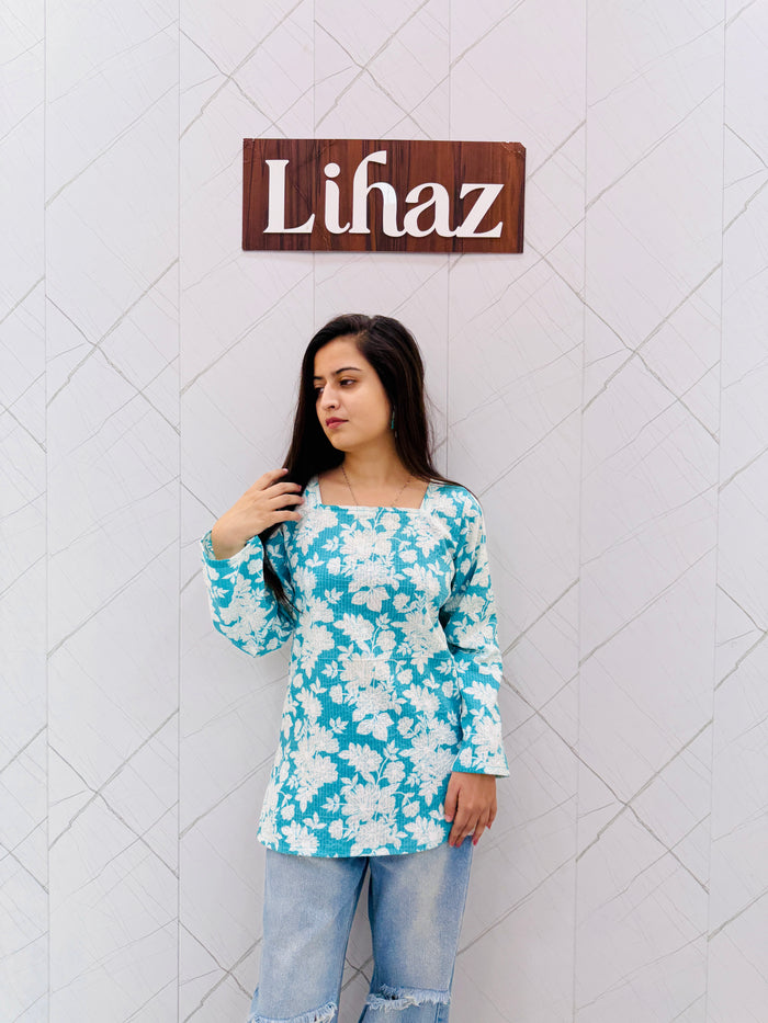 Turquoise Blue With Back Dori Kurti