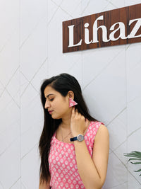 Kantha Pink Long Sleeveless Kurti