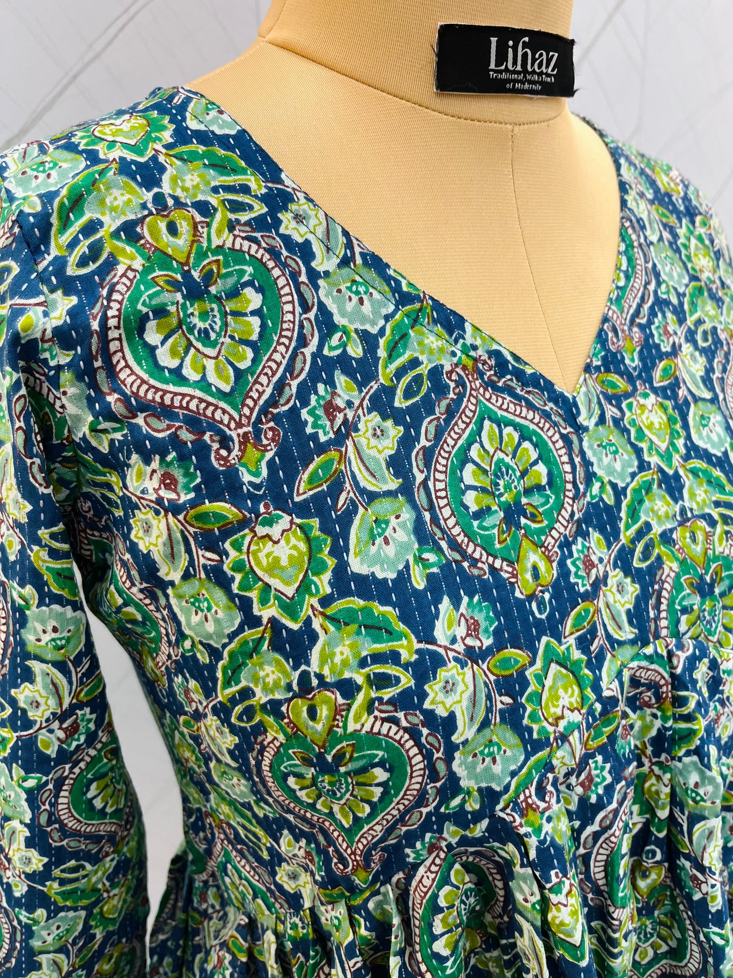 Green Floral Peplum Top