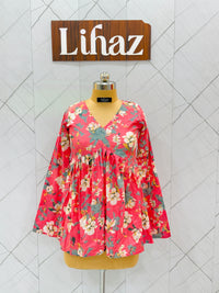 Floral Pink Peplum Top