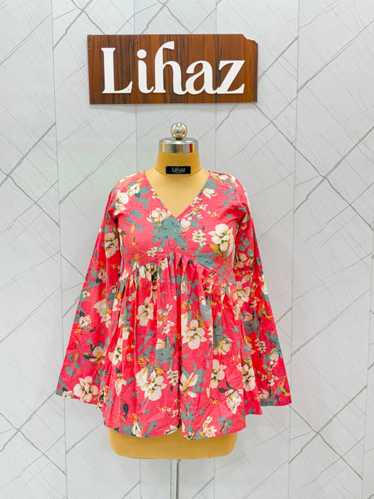Floral Pink Peplum Top