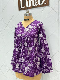 Purple Floral Peplum Top