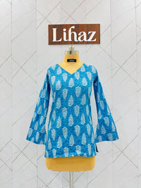 Light Blue Balloon Straight Kurti