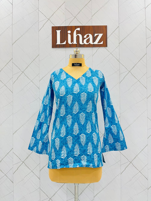 Light Blue Balloon Straight Kurti