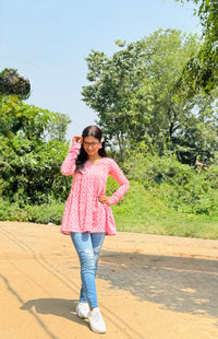 Kantha Pink Peplum Top