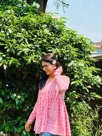 Kantha Pink Peplum Top