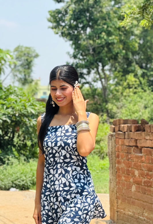 Navy Blue Sleeveless Kurti